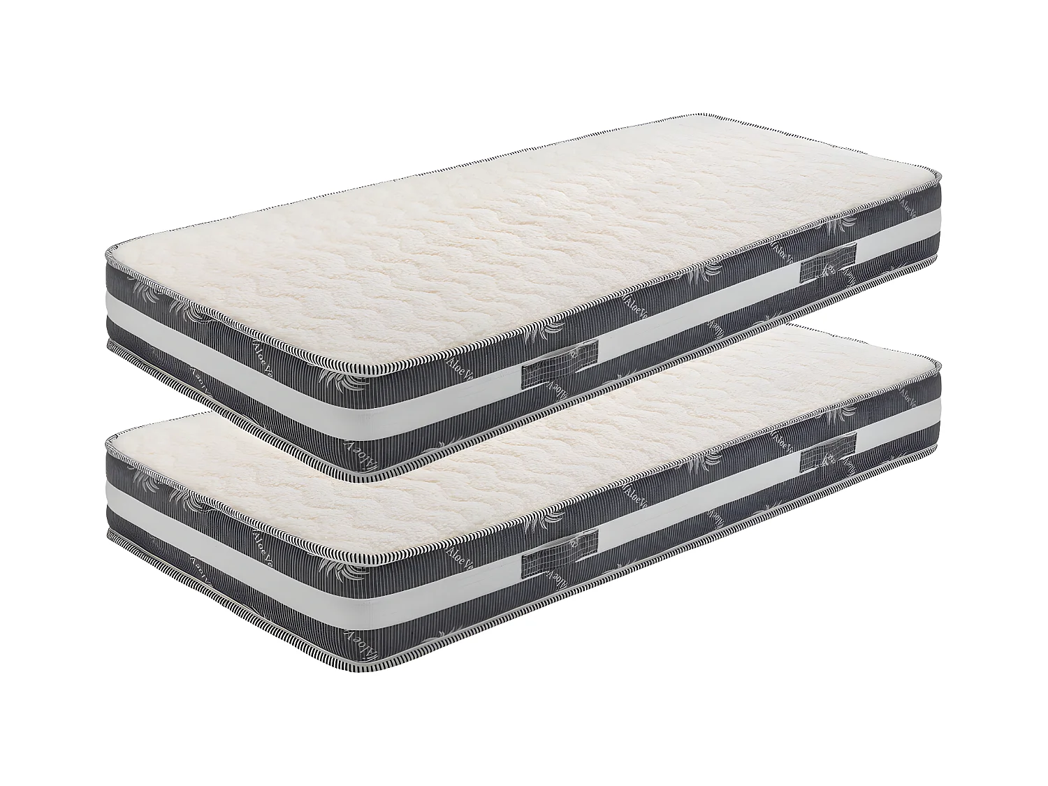 Lot de 2 Matelas s 80x200 x 22 cm - Ferme - Face Hiver Laine - Ame Poli Lattex Haute Densit - Hypoallerg