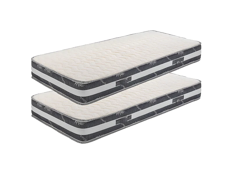 Lot de 2 Matelas s 80x200 x 22 cm - Ferme - Face Hiver Laine - Ame Poli Lattex Haute Densit - Hypoalle