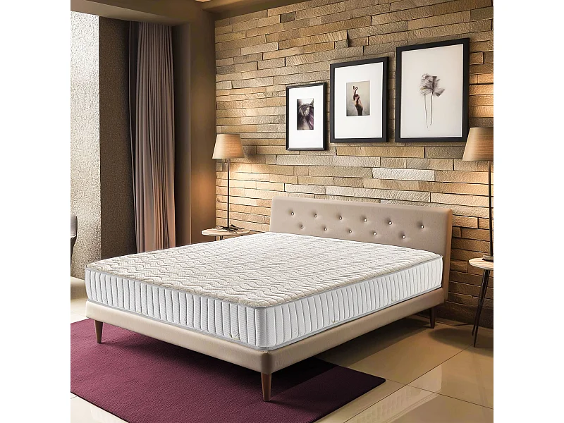 Matelas  100x200 x 22 cm - Ferme - Face Hiver Laine - ame rembourrage 100 % polesther - âme 100 % polyuréthane poli latt