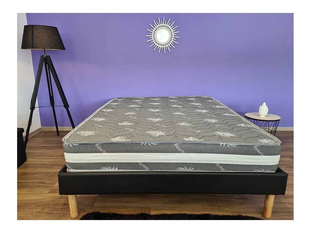 Matelas  120x200 x 22 cm + Oreiller Mémoire + Alèse - Très Ferme - Face Hiver Laine - ame rembourrage 100 % polesther -