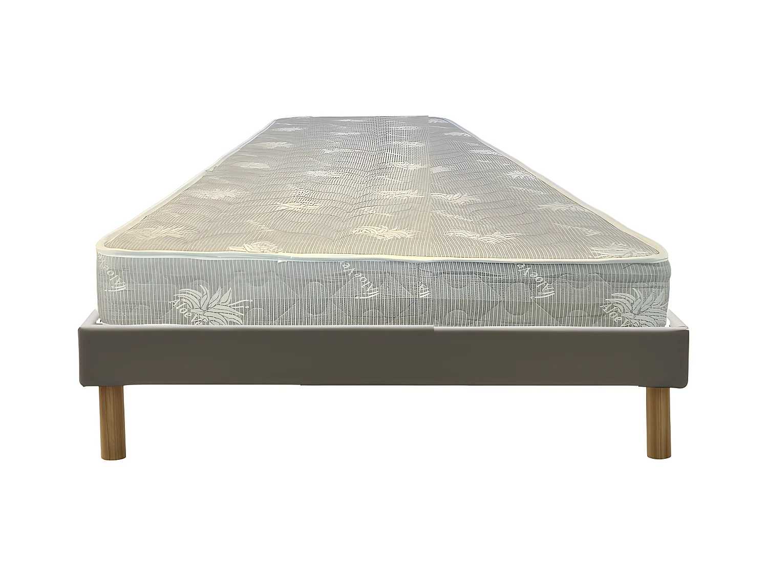 Matelas Mina + Sommier Gregory gris 90x190 x 19,5 cm - une Face Soutien Souple et une Face Soutien Très ferme - reference Nina -  - rembourrage 100 % polesther - âme 100 % polyuréthane poli lattex HR Derniere Generation Indeformable - Tres Respirant