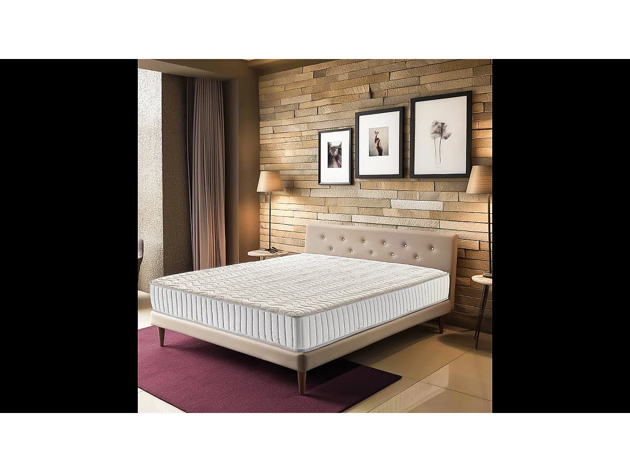 Nuits D'or Matelas  160x190 x 22 cm - Ferme - Face Hiver Laine - ame rembourrage 100 % polesther - âme 100 % polyuréthan