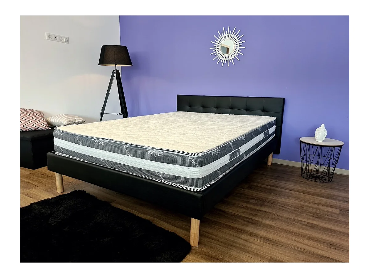Provence Literie Matelas  90x190 x 22 cm + Oreiller Mémoire + Alèse - Très Ferme - Face Hiver Laine - ame rembourrage 10