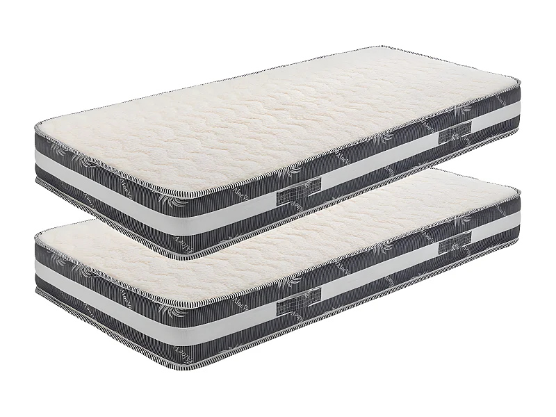 Lot de 2 Matelas s  Alses 80x200 x 22 cm - Trs Ferme - Face Hiver Laine - Ame Poli Lattex Haute De