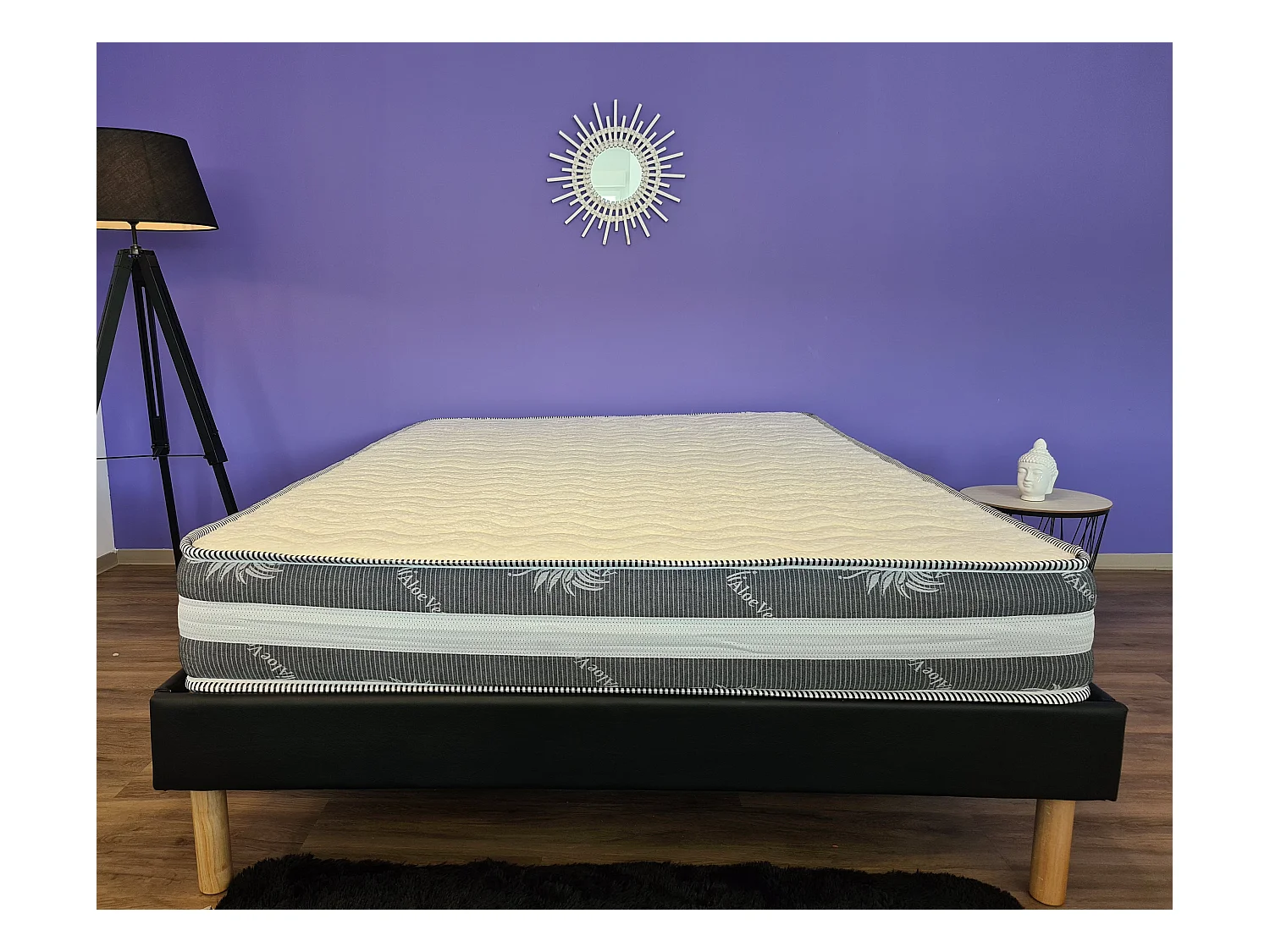 Nuits D'or Matelas  + Alèse 200x200 x 22 cm - Ferme - Face Hiver Laine - ame rembourrage 100 % polesther - âme 100 % pol