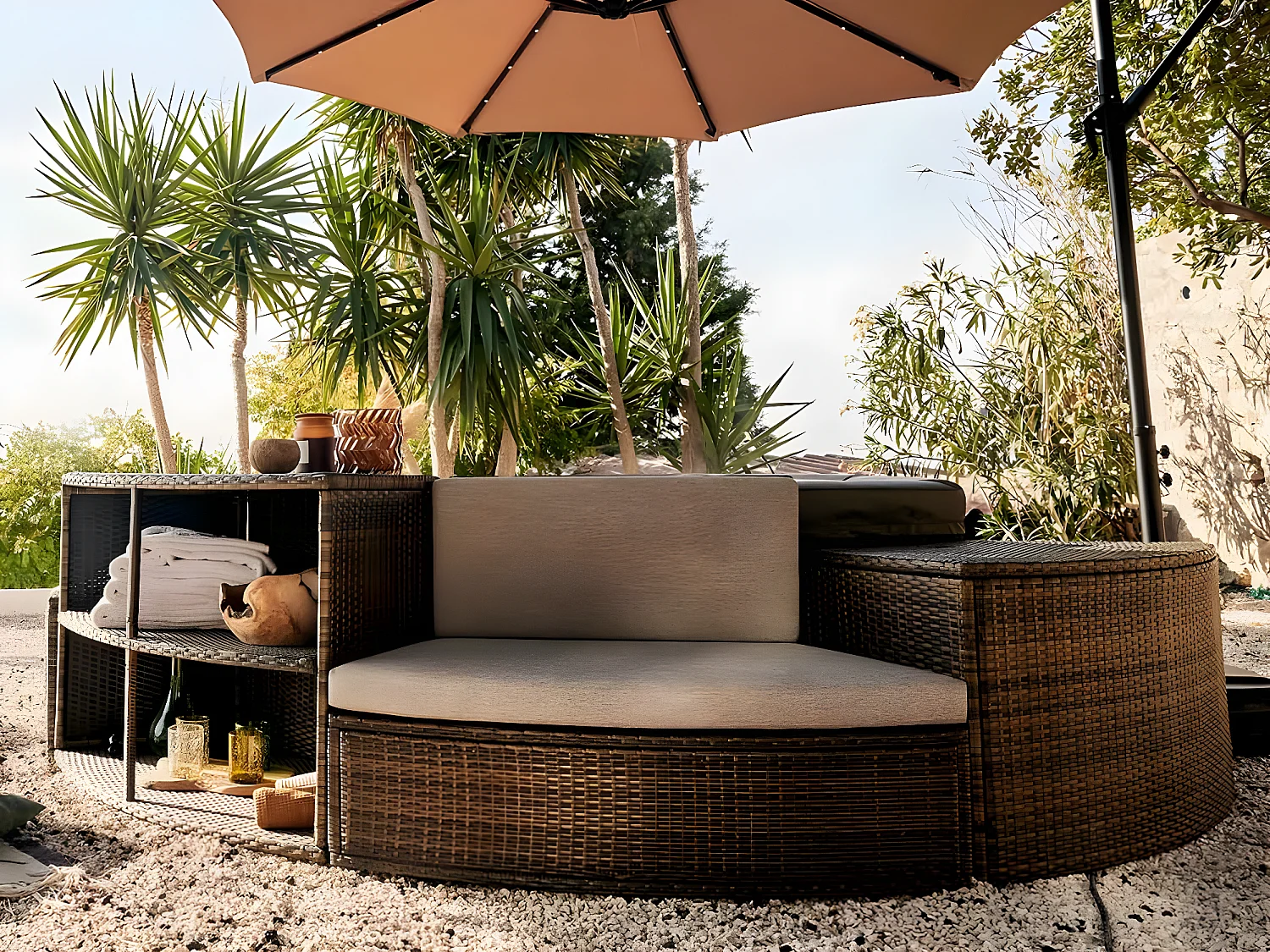 Spa Netspa Semi-Rigid Octogonal Octopus 4+2 Places 1000l 193x73cm + Mobiliar - Portable Heizung/Filtration