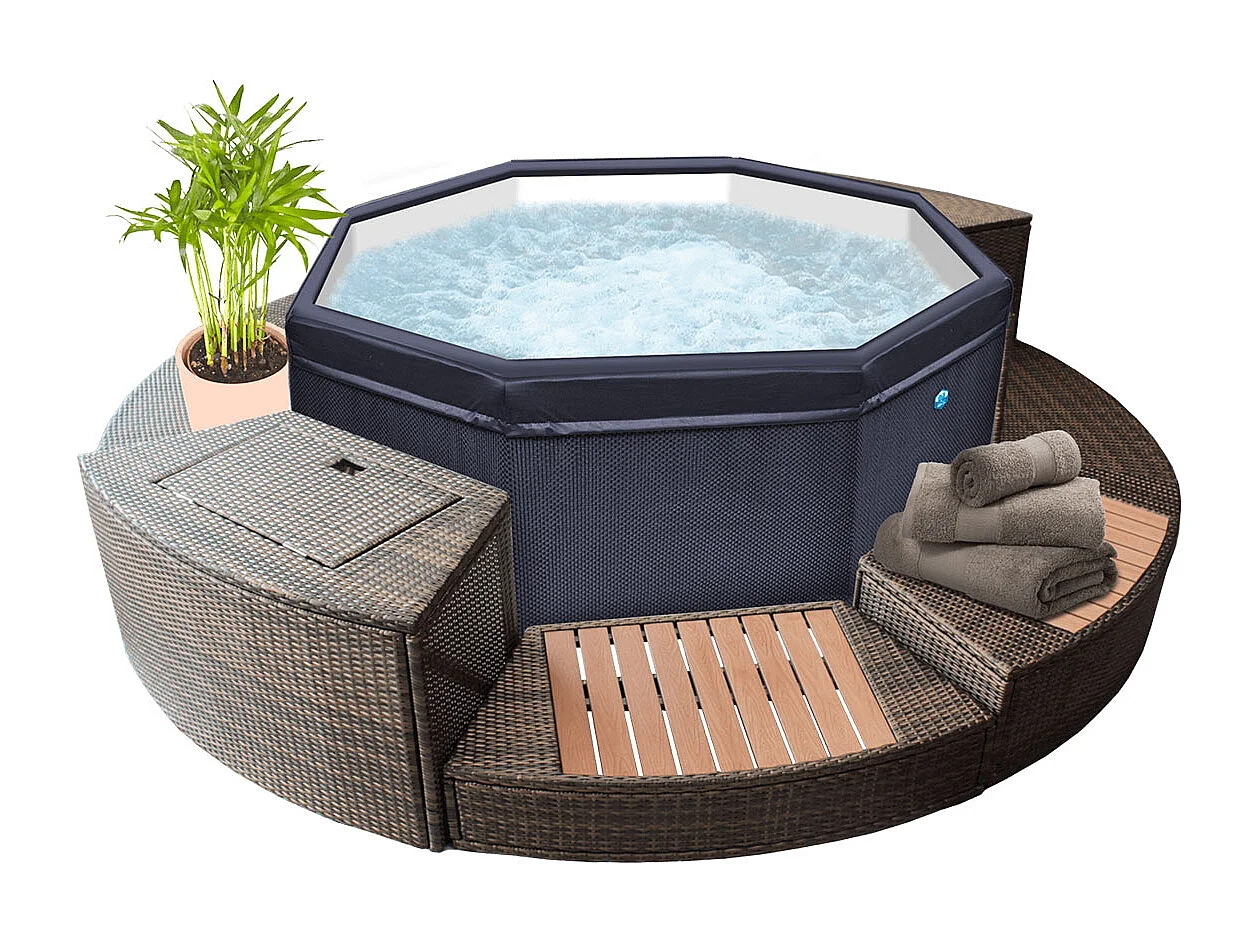 Spa Netspa Semi-Rigid Octogonal Octopus 4+2 Places 1000l 193x73cm + Mobiliar - Portable Heizung/Filtration