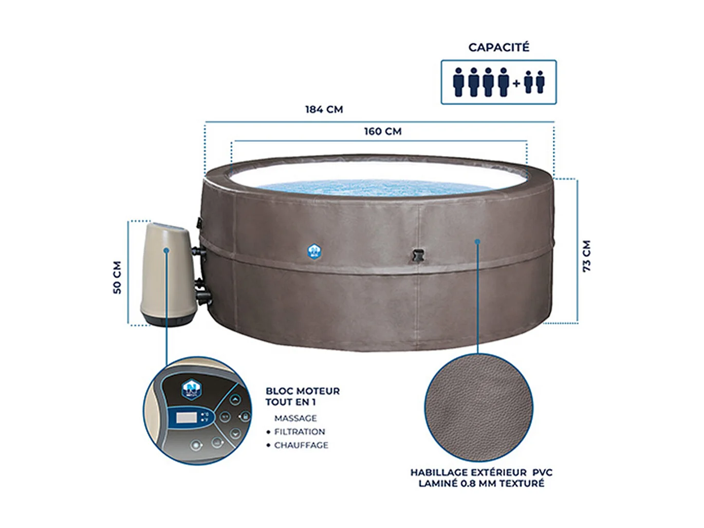 Spa portable semi-rigide Vita Premium rond Bulles 4-6 places - Netspa