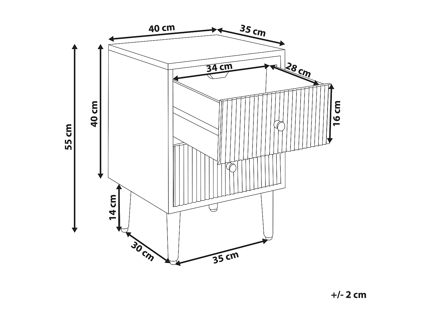 Nachtkastje mangohout wit MARIETTA