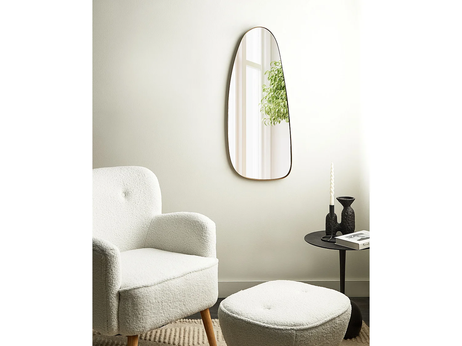 Miroir CERGY 39 cm 95 cm Métal Doré