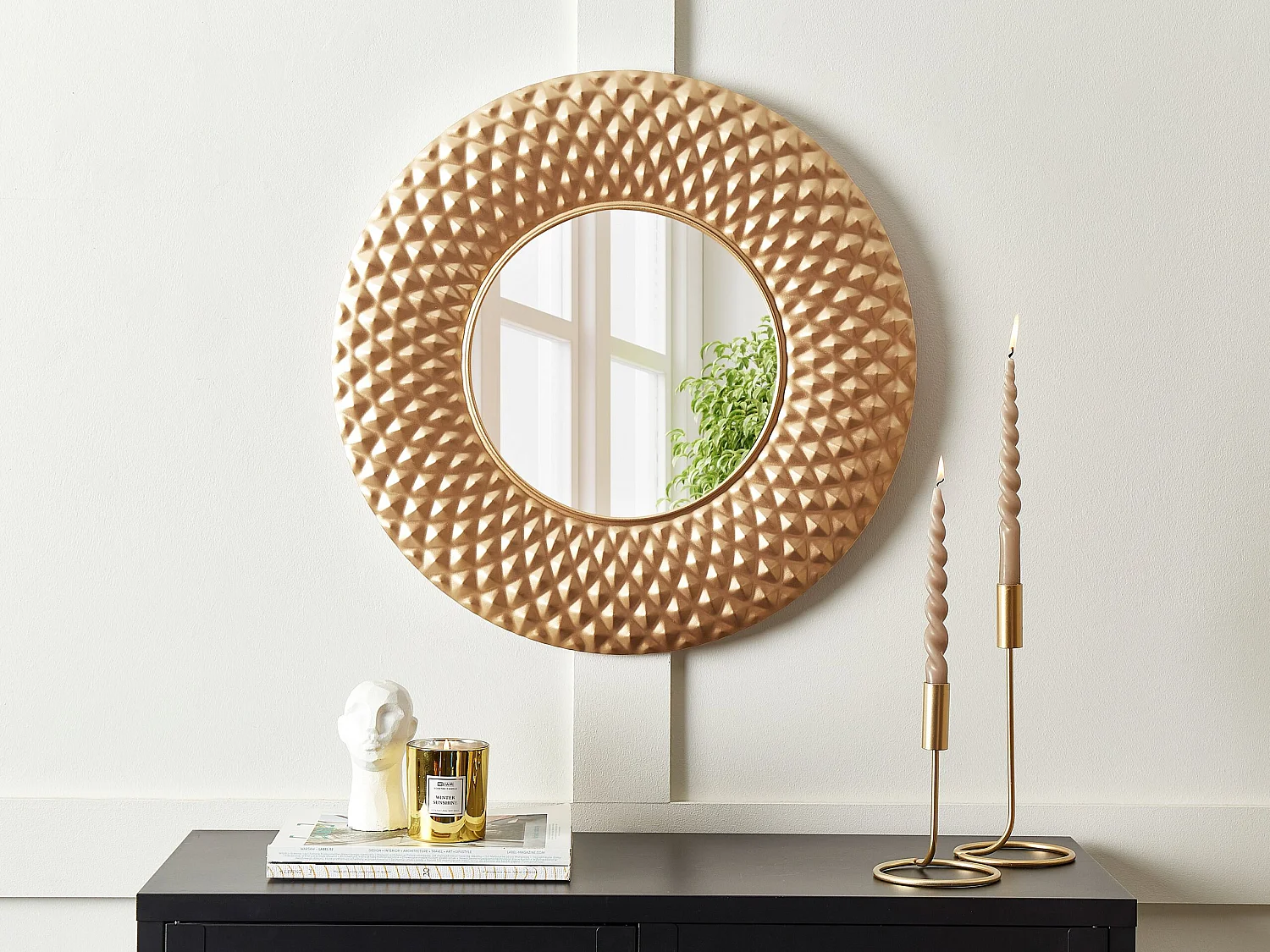 Miroir COMBE 60 cm 60 cm Métal Doré