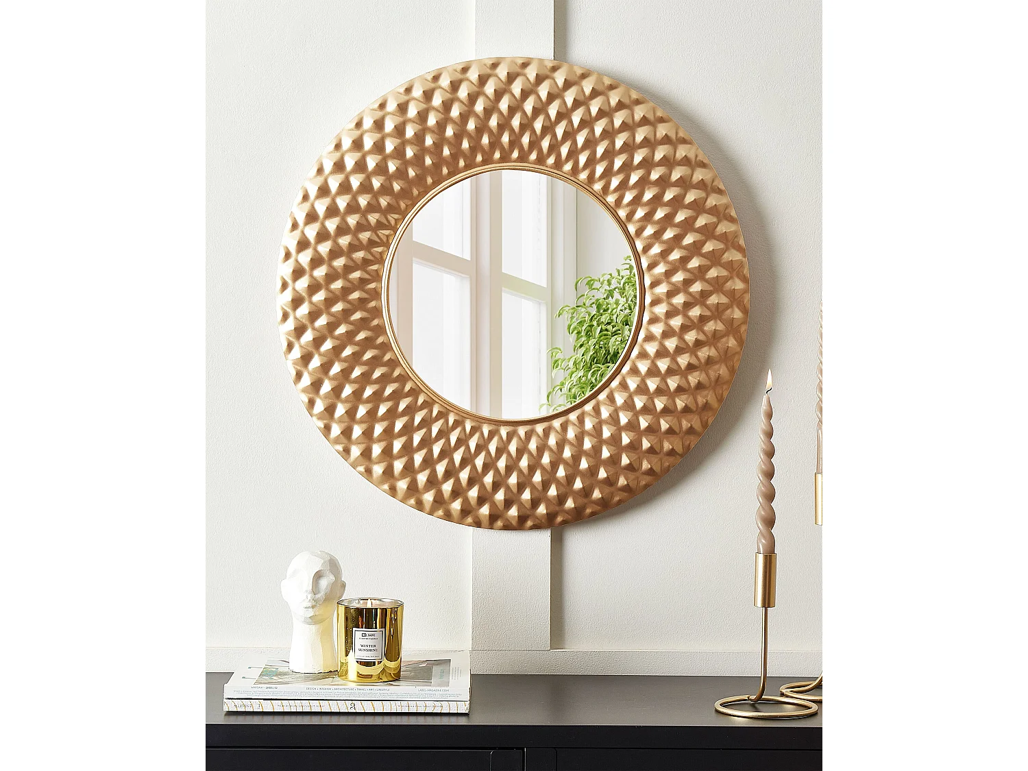 Wall Mirror COMBE 60 cm 60 cm Metal Gold