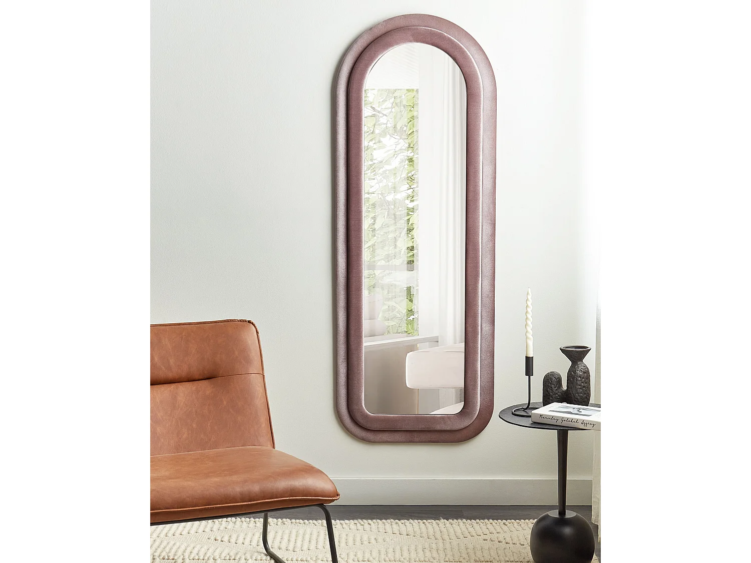 Miroir CULAN 60 cm 160 cm Velours Rose