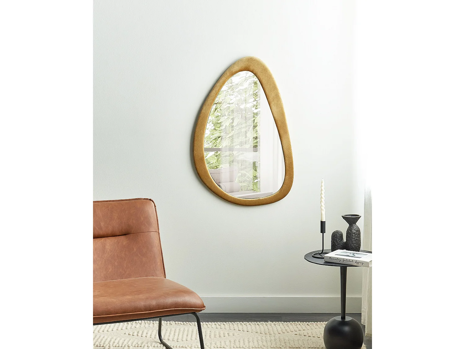 Miroir VENAS 61 cm 91 cm Velours Moutarde