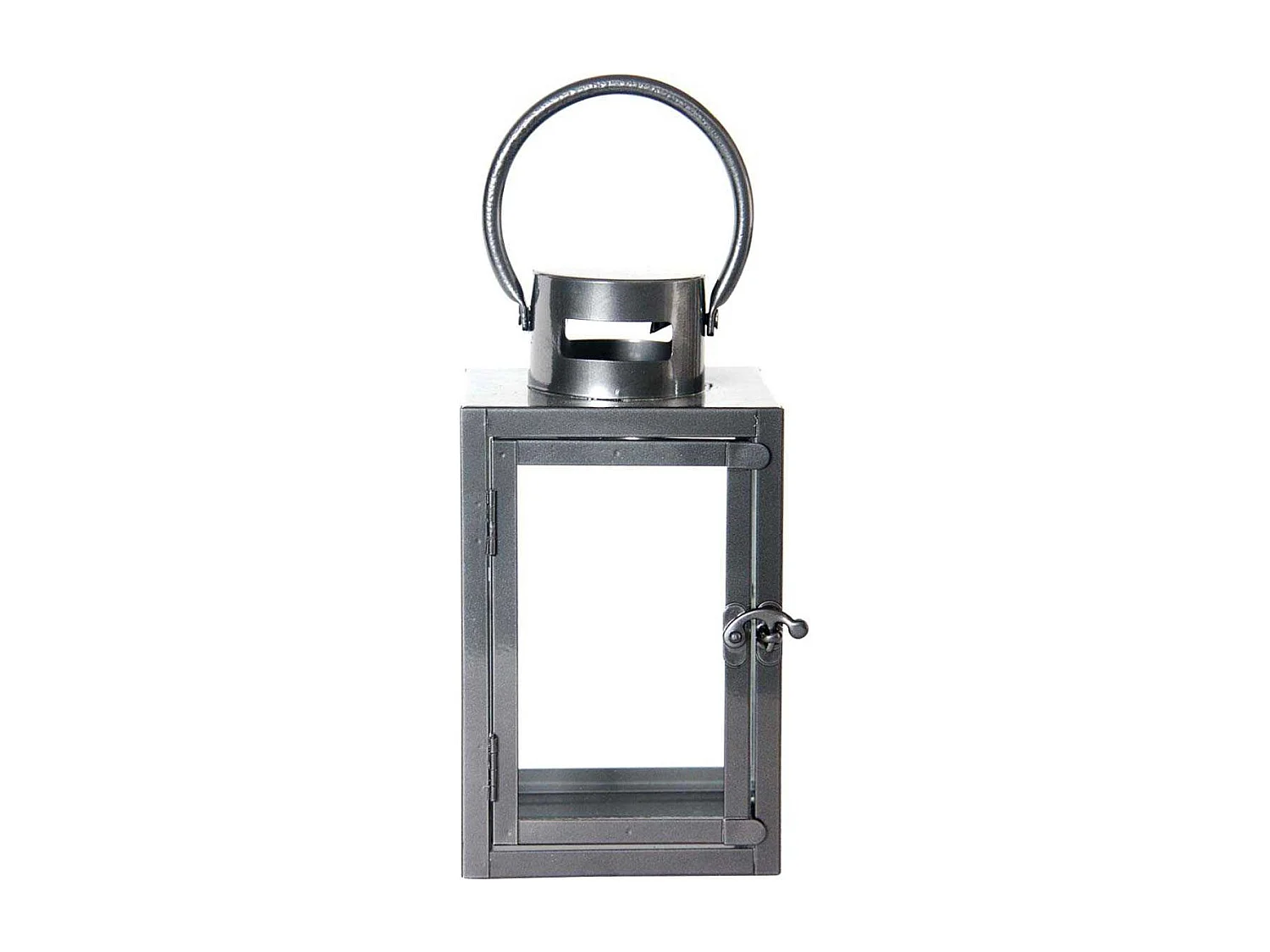 Lanterne en fer anthracite et verre 12 x 12 x 23 cm