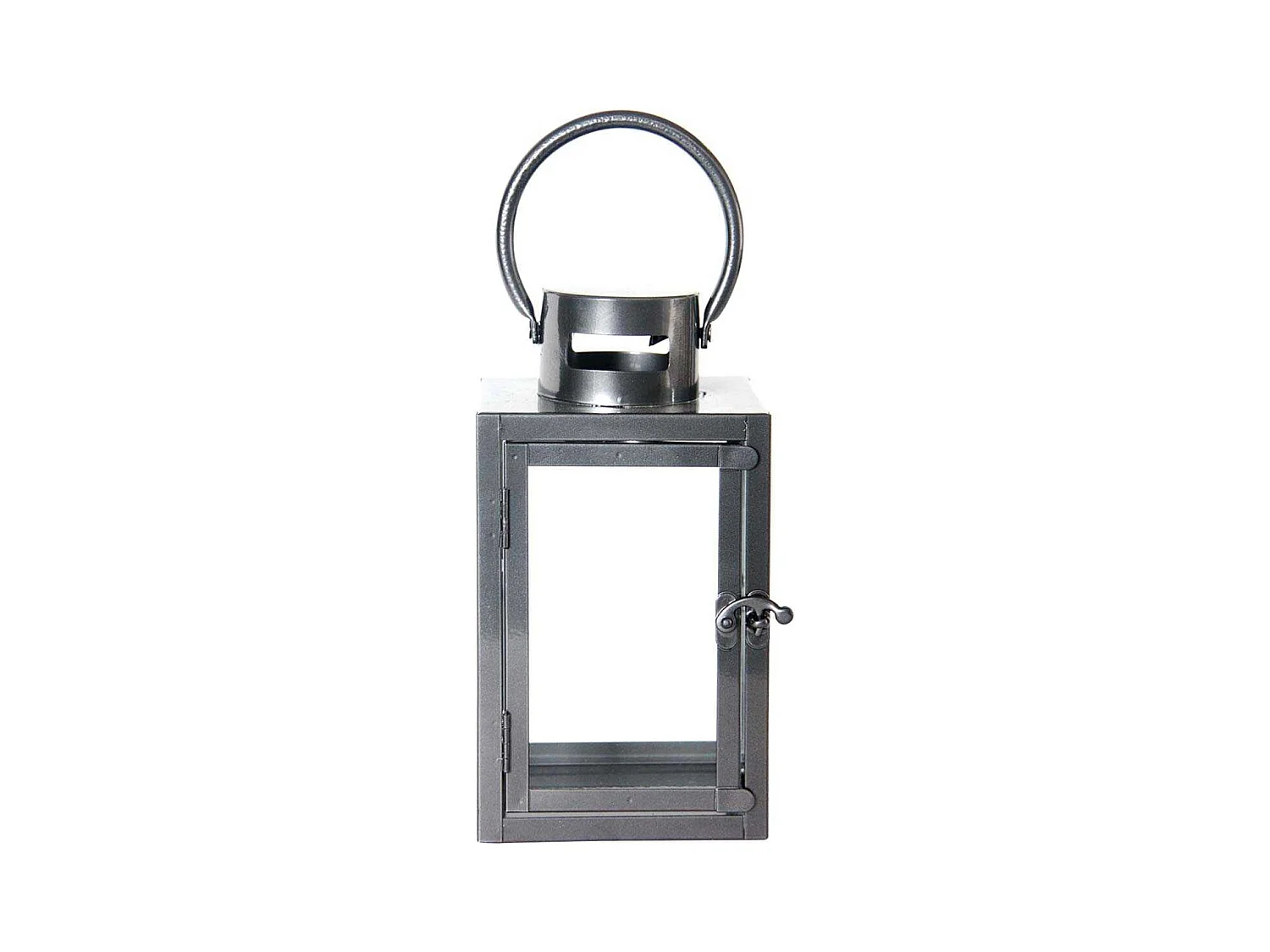 Lanterne en fer anthracite et verre 12 x 12 x 23 cm