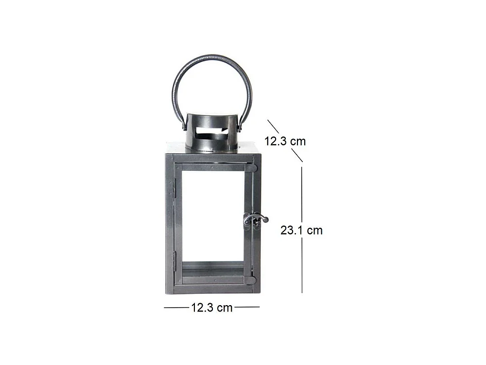 Lanterne en fer anthracite et verre 12 x 12 x 23 cm