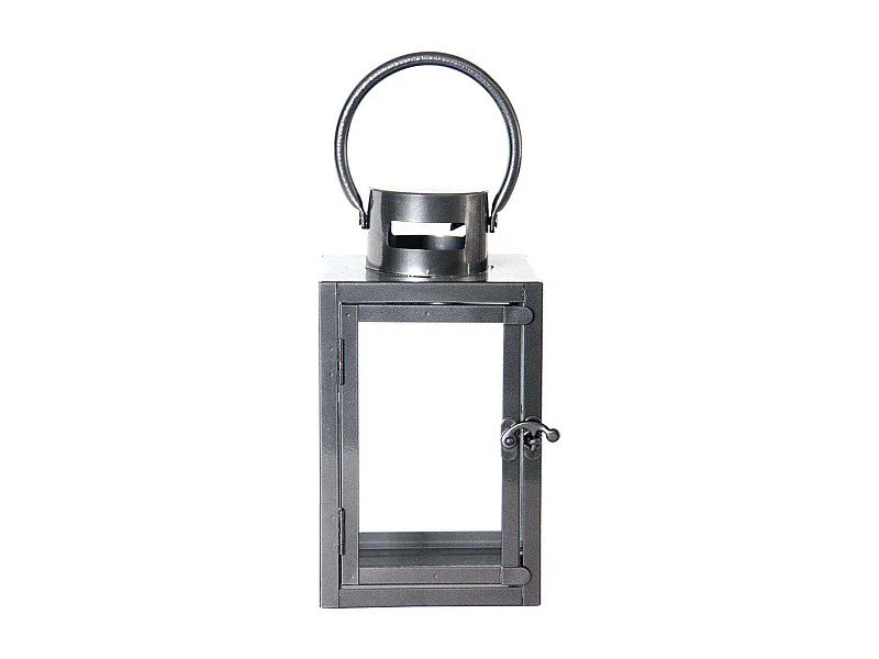 Lanterne en fer anthracite et verre 12 x 12 x 23 cm