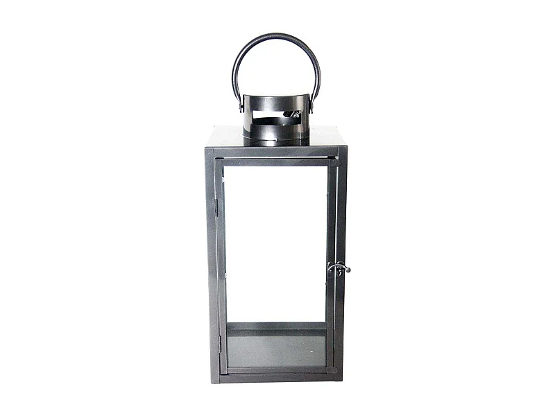 Lanterne en fer anthracite et verre 20 x 20 x 41 cm