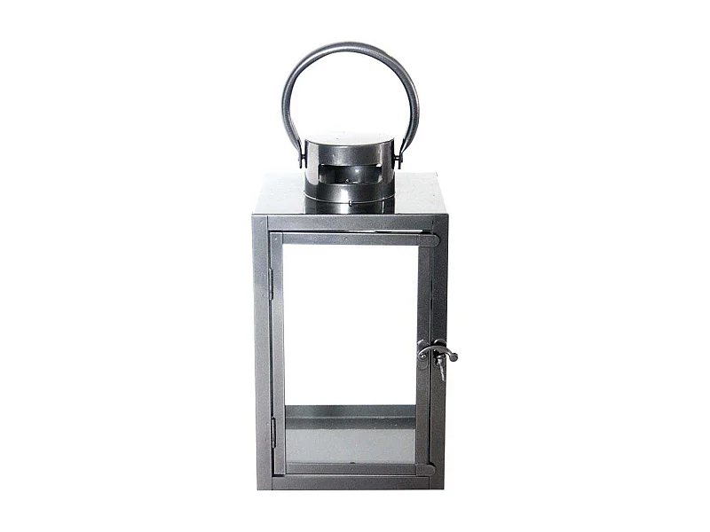 Lanterne en fer anthracite et verre 15 x 15 x 28 cm