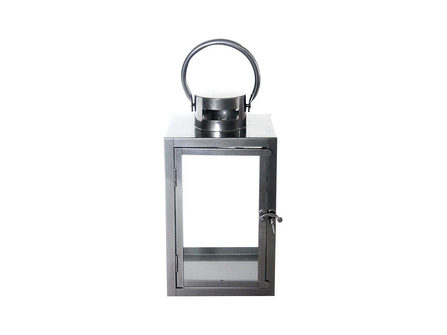 Lanterne en fer anthracite et verre 15 x 15 x 28 cm