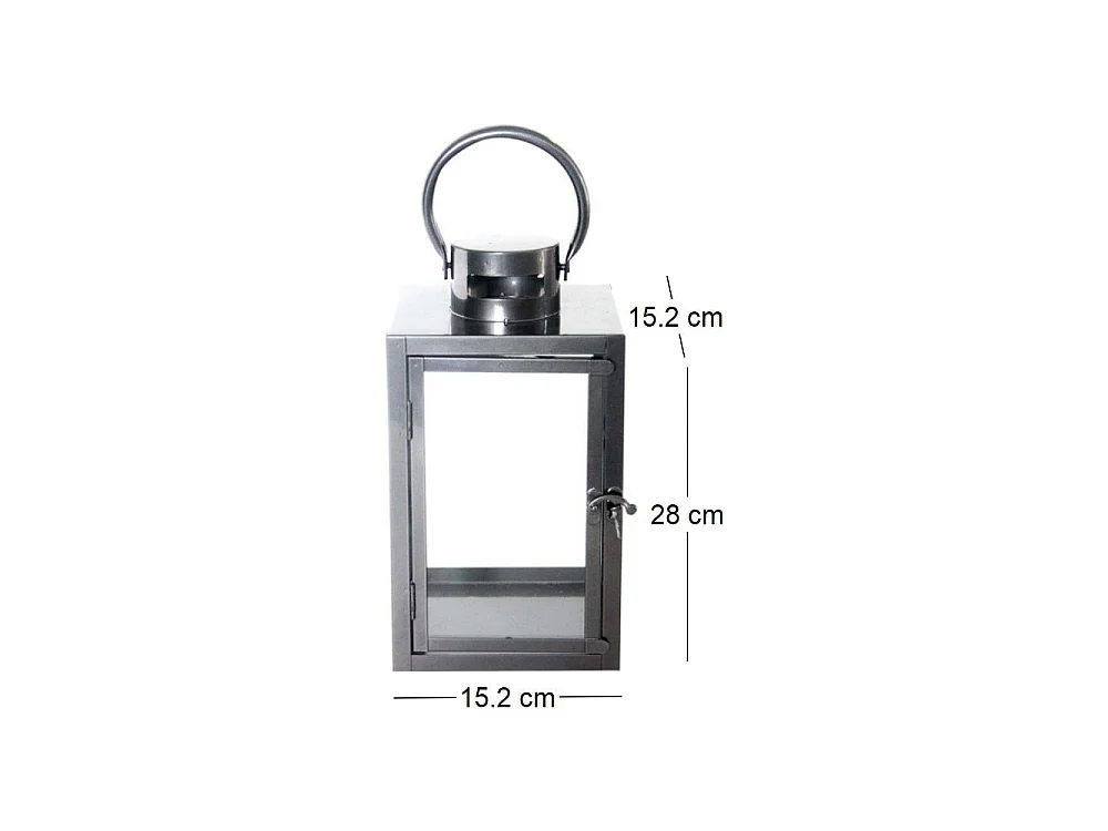 Lanterne en fer anthracite et verre 15 x 15 x 28 cm