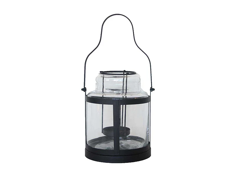 Lanterne tempête en métal et verre 21.8 x 21 x 21.9 cm