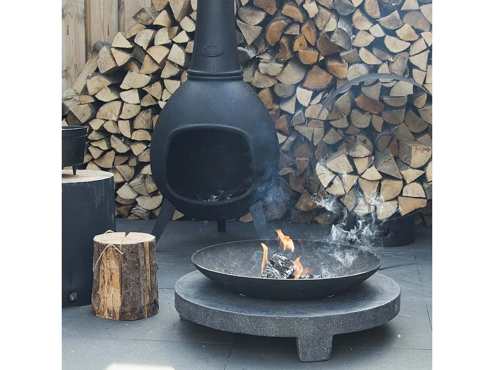 Brasero en fonte et granit Anneau 69.8 x 23.8 cm