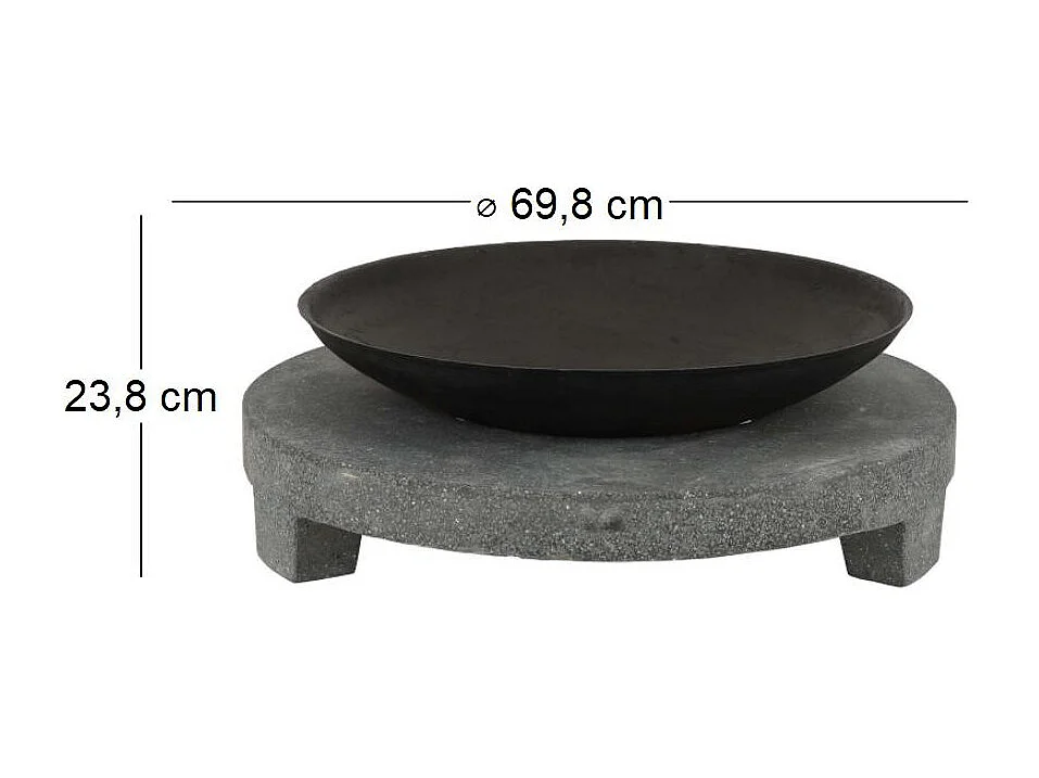Brasero en fonte et granit Anneau 69.8 x 23.8 cm