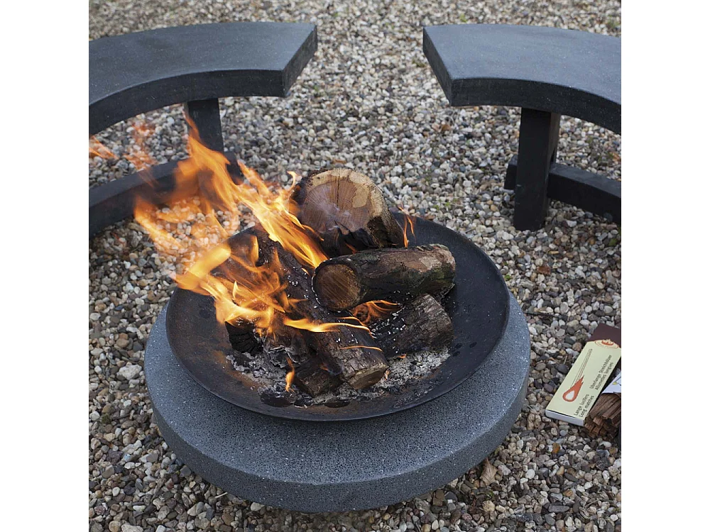 Brasero en fonte et granit Anneau 69.8 x 23.8 cm