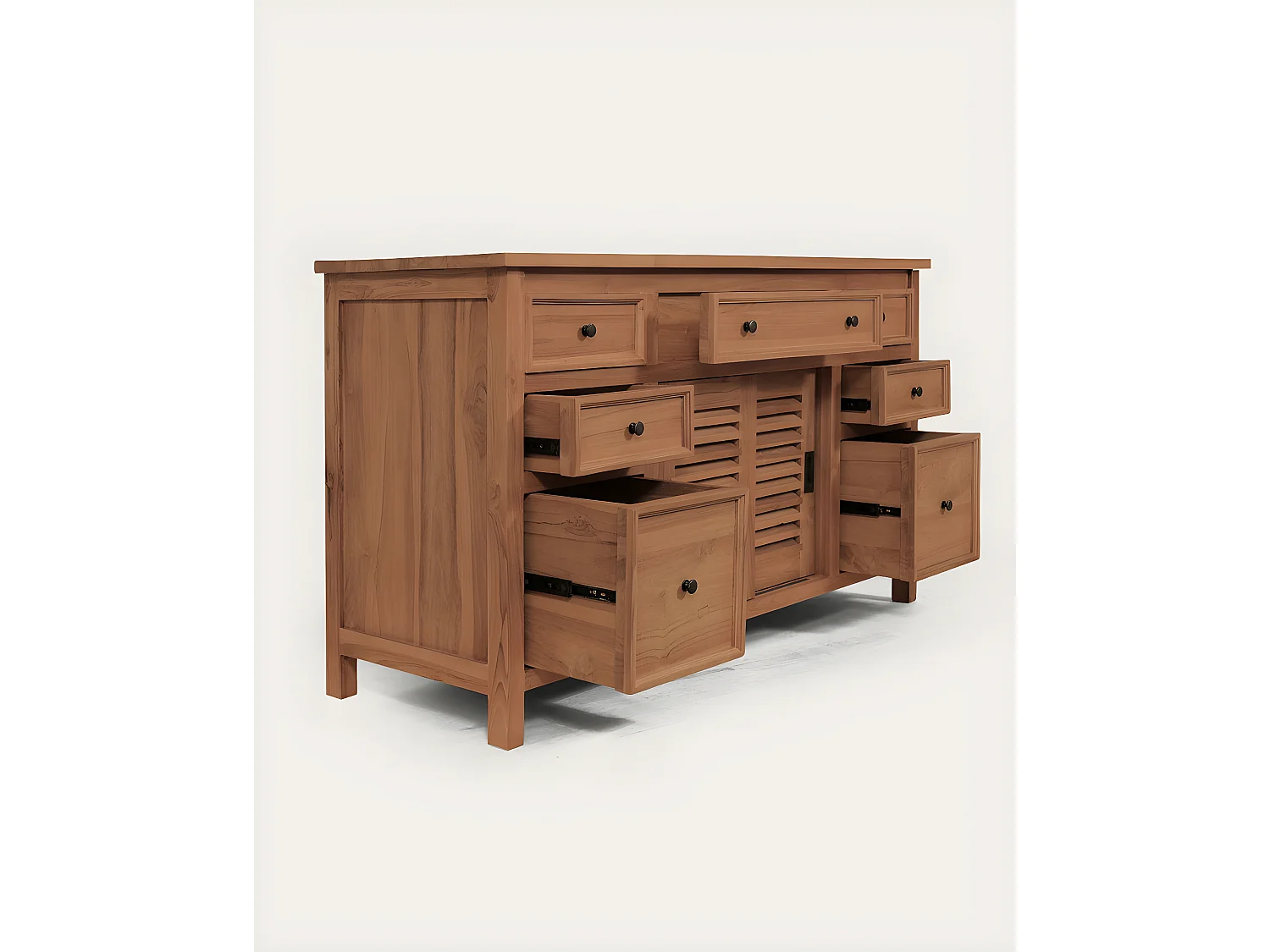 Savanna - Meuble salle de bain en teck portes persiennes