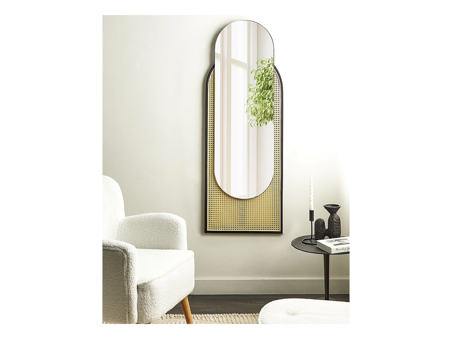 Wandspiegel NEVERS 53 cm 143 cm Rotan Natuurlijk