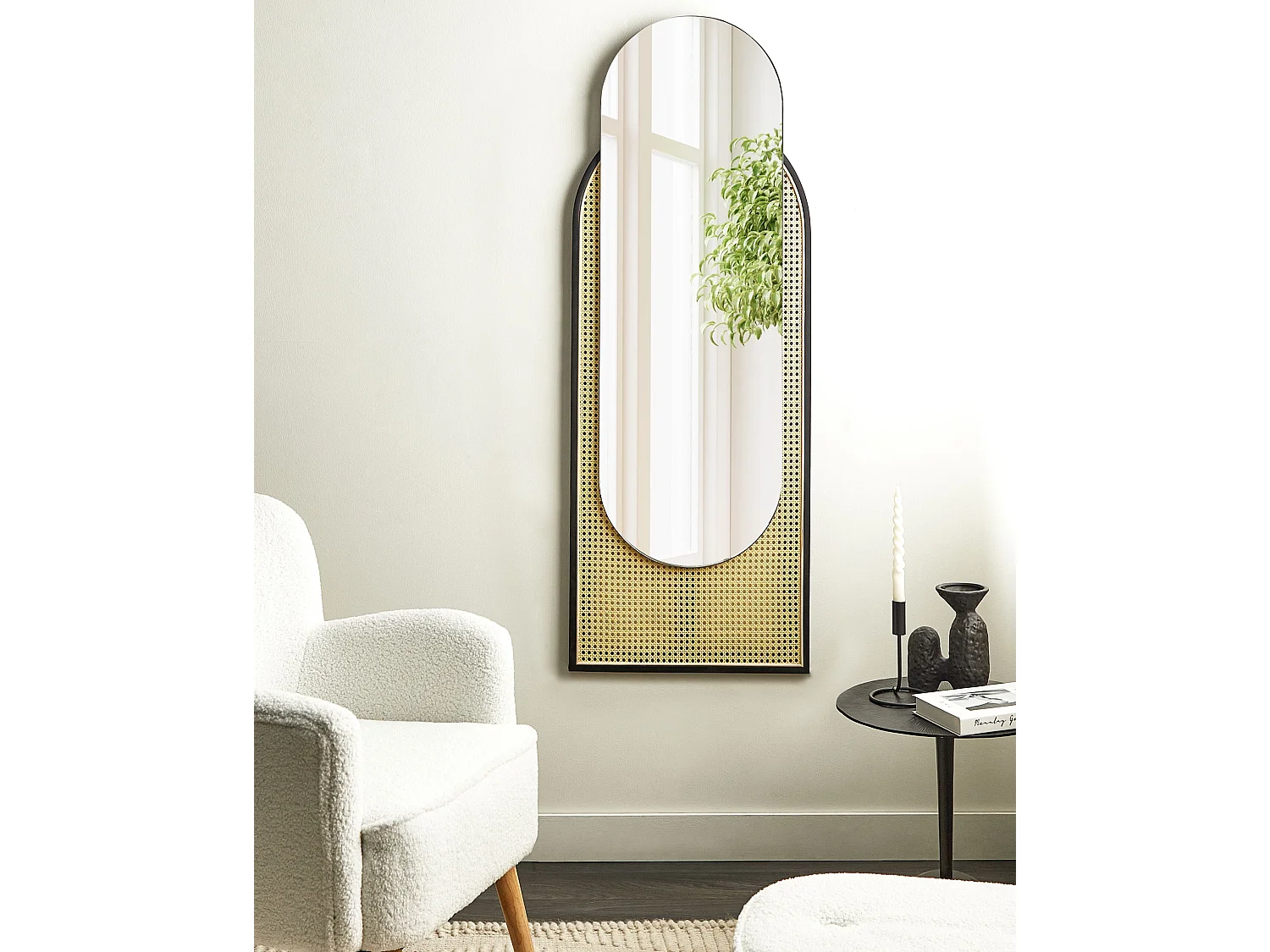 Miroir NEVERS 53 cm 143 cm Rotin Naturel