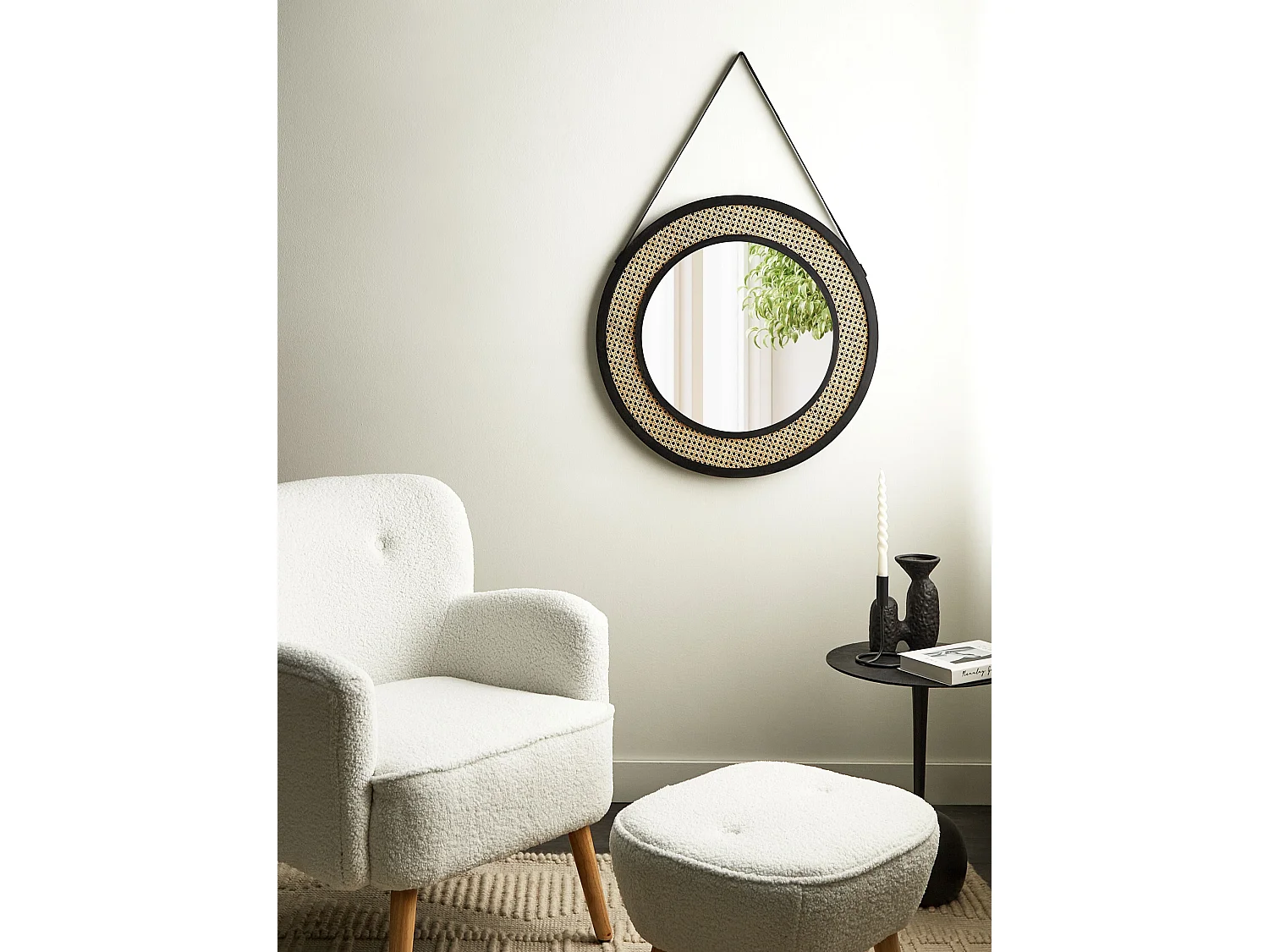 Wandspiegel CAMBRAI 70 cm 104 cm Rattan Naturfarben