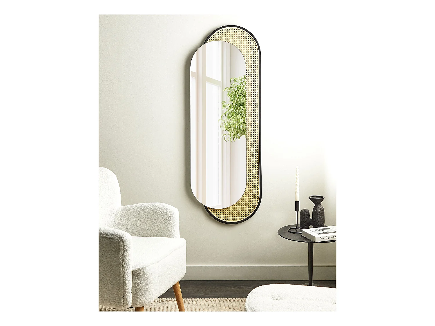 Wandspiegel CREIL 51 cm 143 cm Rotan Natuurlijk