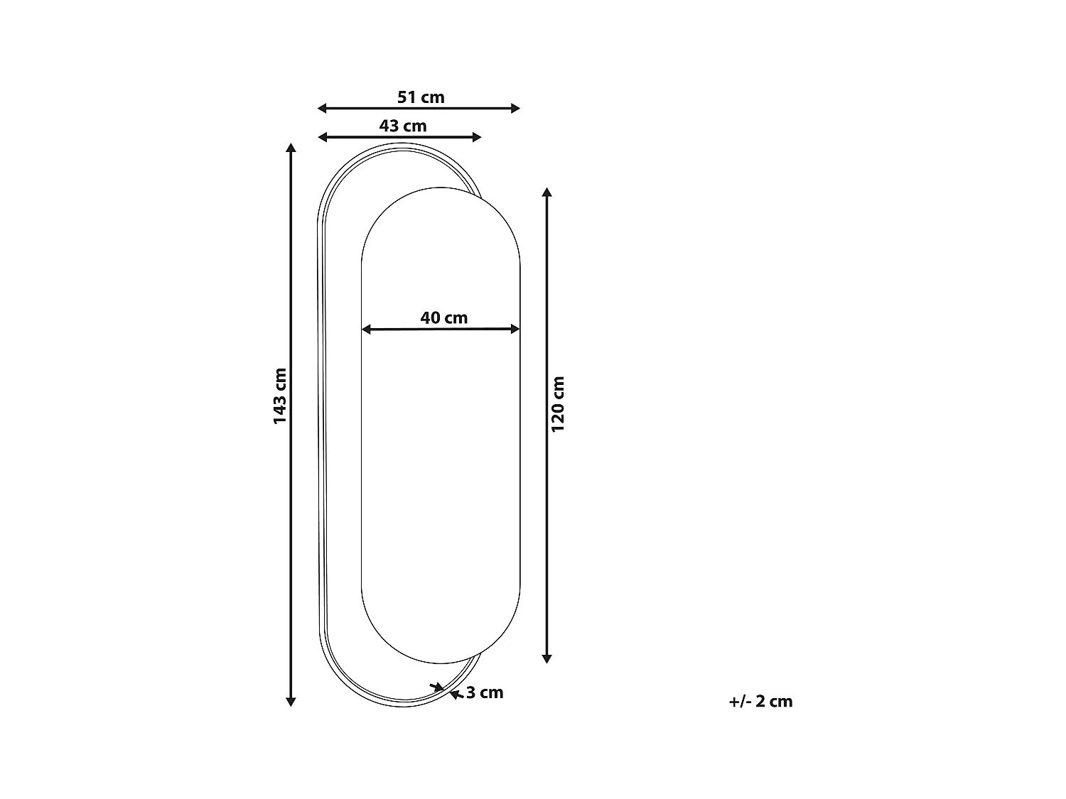 Wandspiegel CREIL 51 cm 143 cm Rotan Natuurlijk