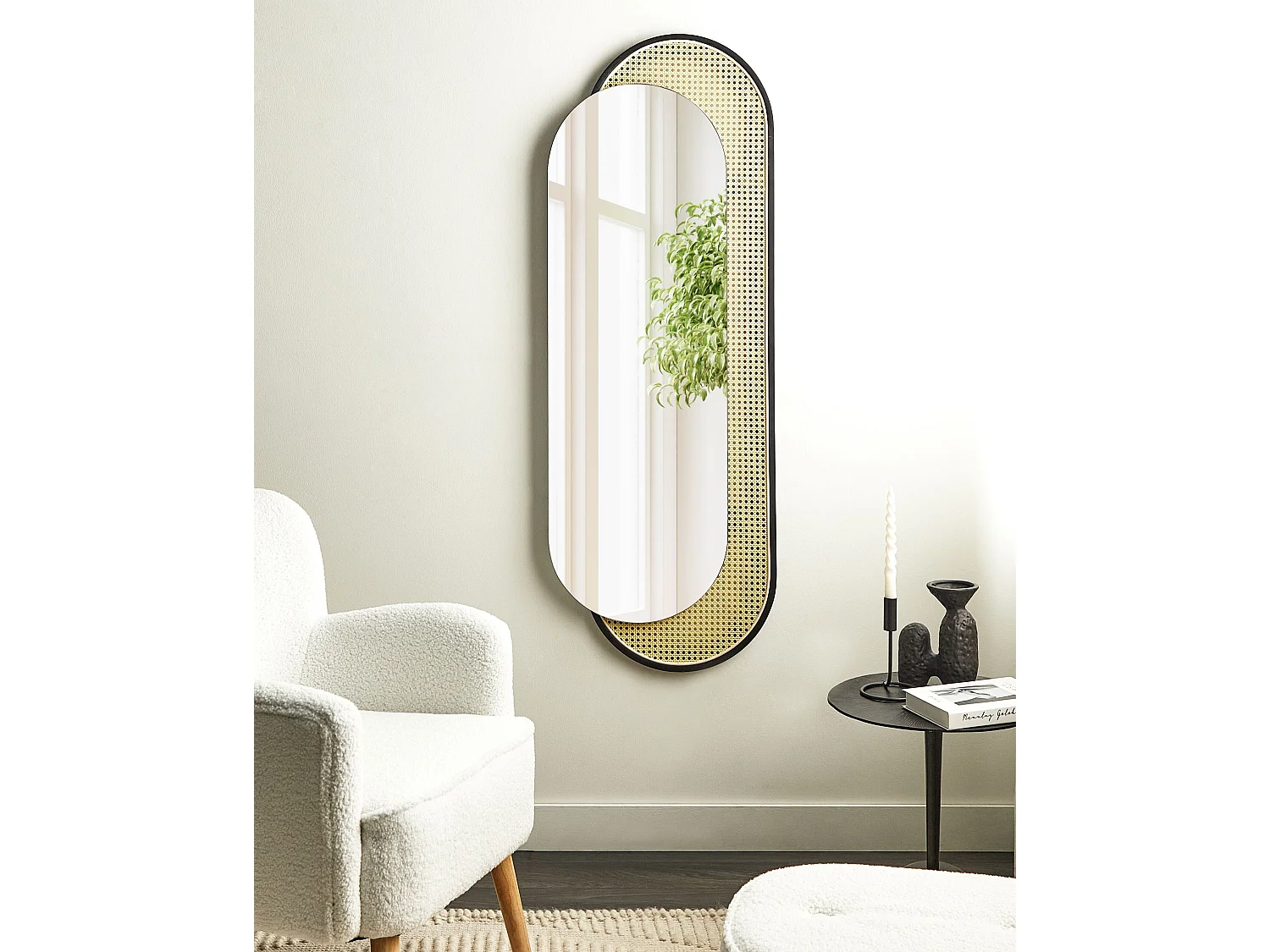 Wall Mirror CREIL 51 cm 143 cm PE Rattan Natural