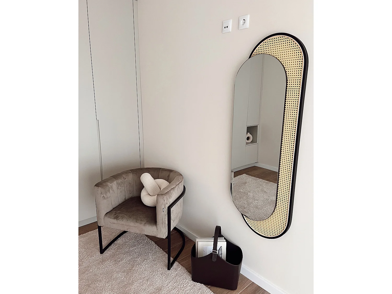 Wandspiegel CREIL 51 cm 143 cm Rattan Naturfarben