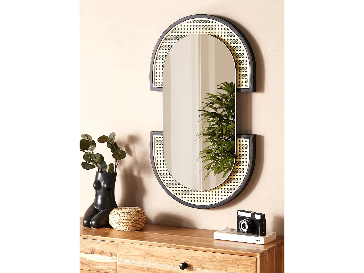 Miroir STAINS 43 cm 75 cm Rotin Naturel
