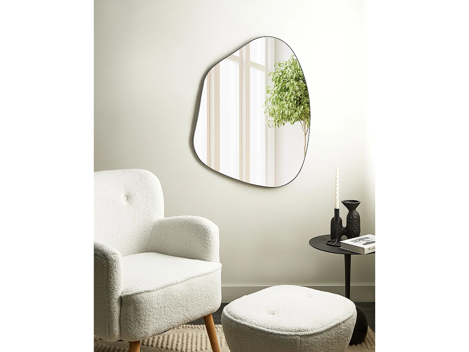 Miroir PUTEAUX 70 cm 92 cm Métal Noir