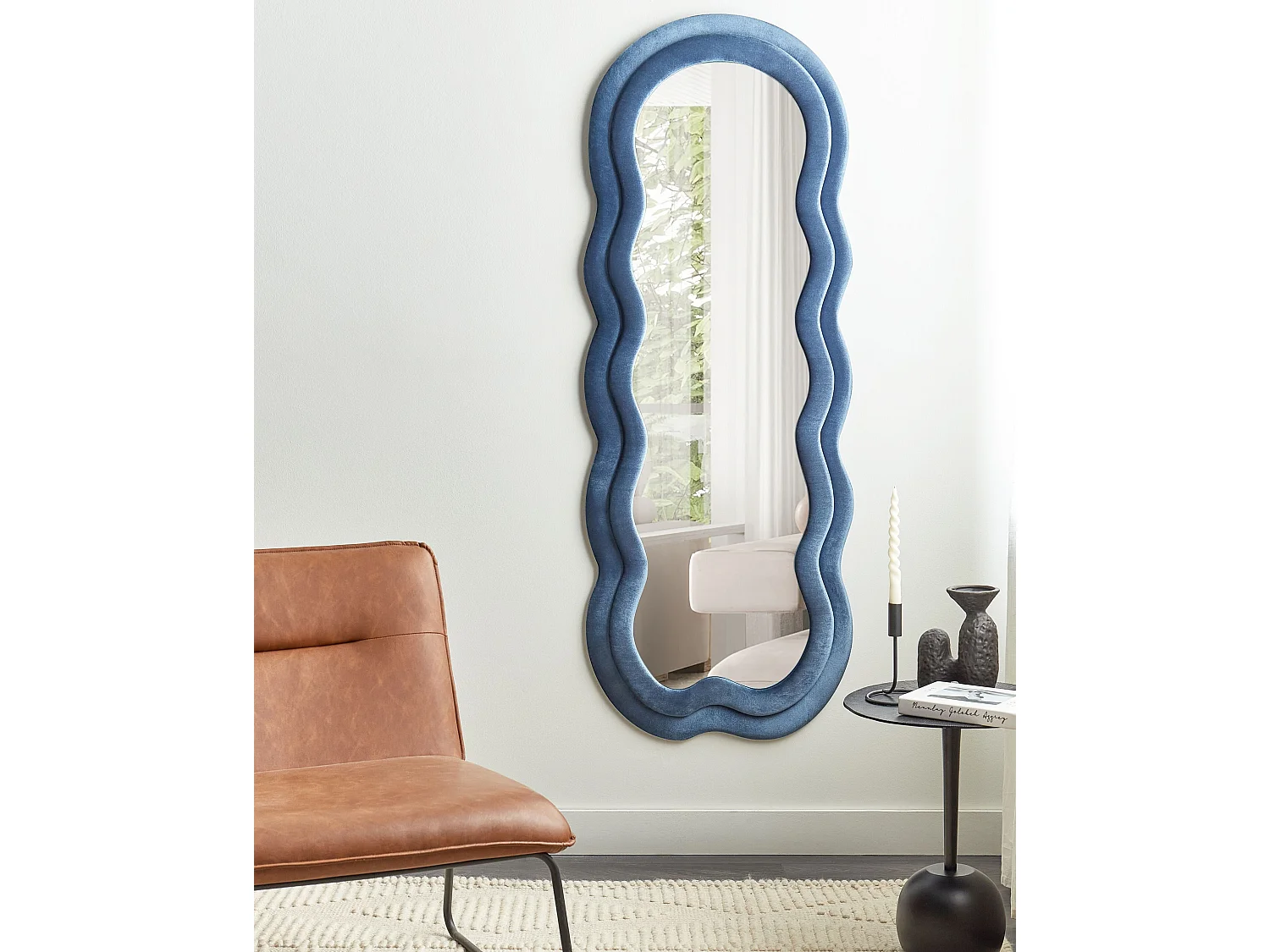 Specchio LACS 57 cm 160 cm Velluto Blu