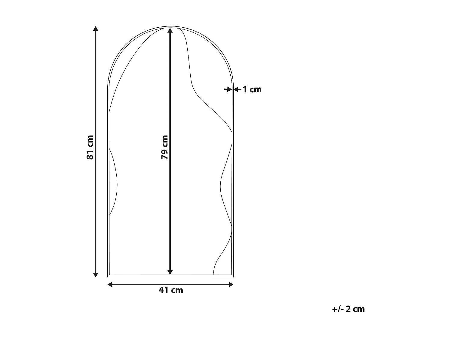 Miroir COLOMBIER 41 cm 81 cm Métal Doré