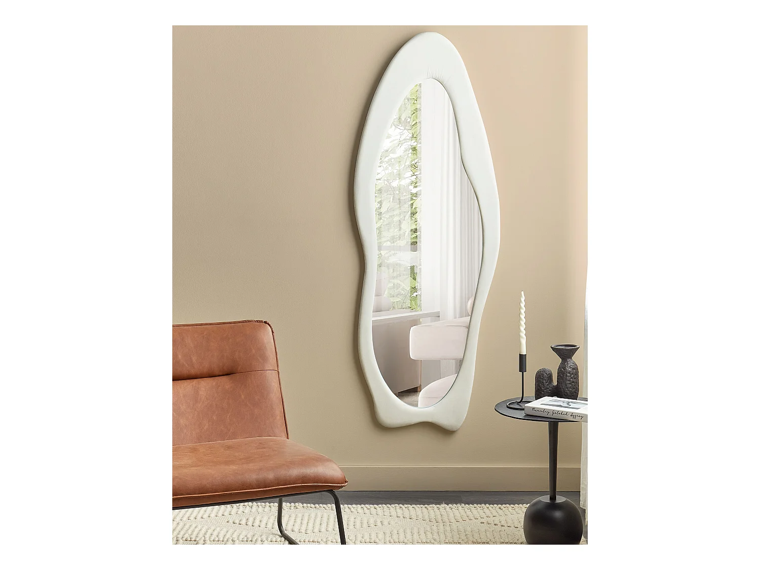 Miroir REIGNY 57 cm 160 cm Velours Blanc