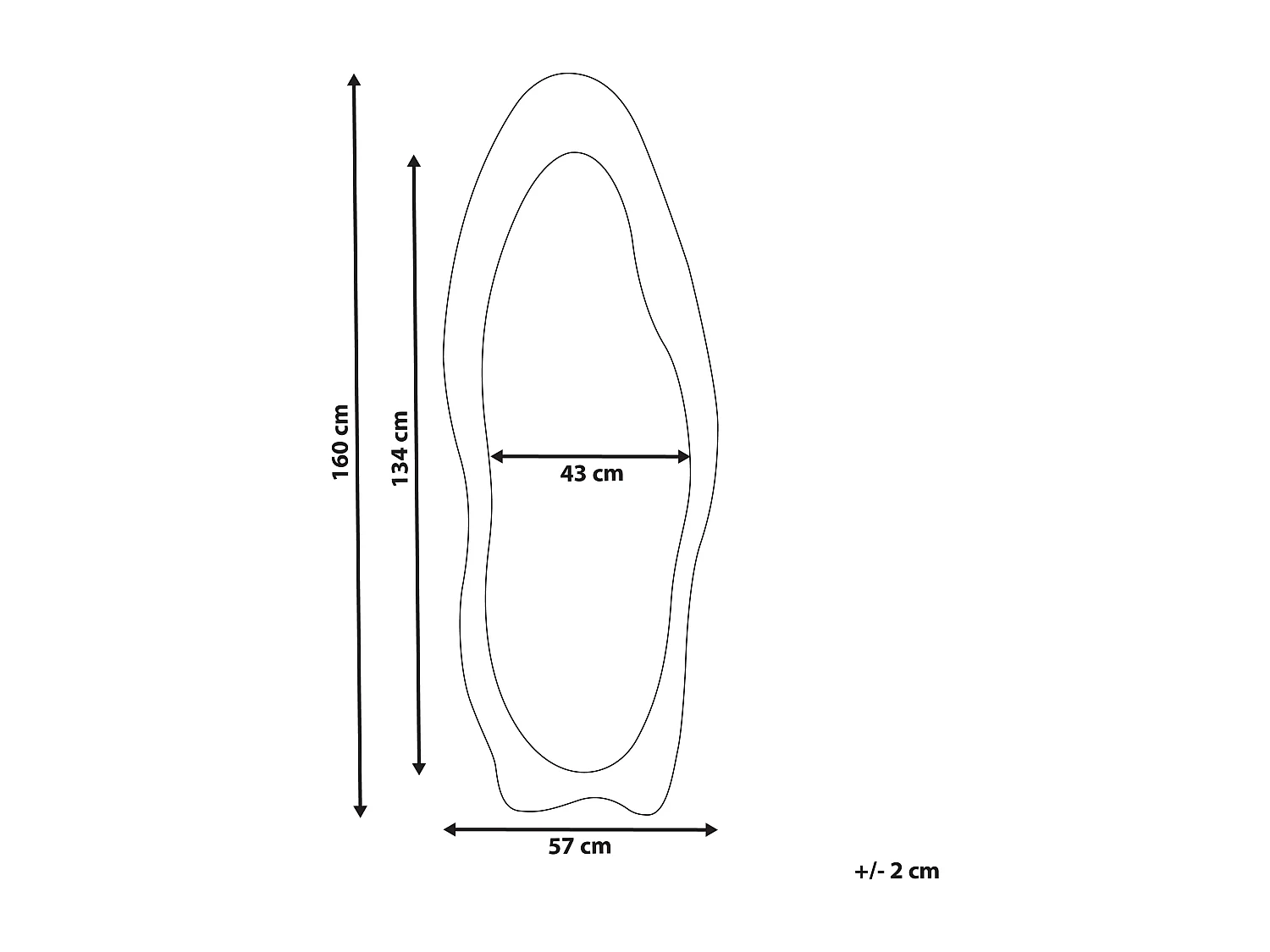 Wandspiegel REIGNY 57 cm 160 cm Fluweel Wit