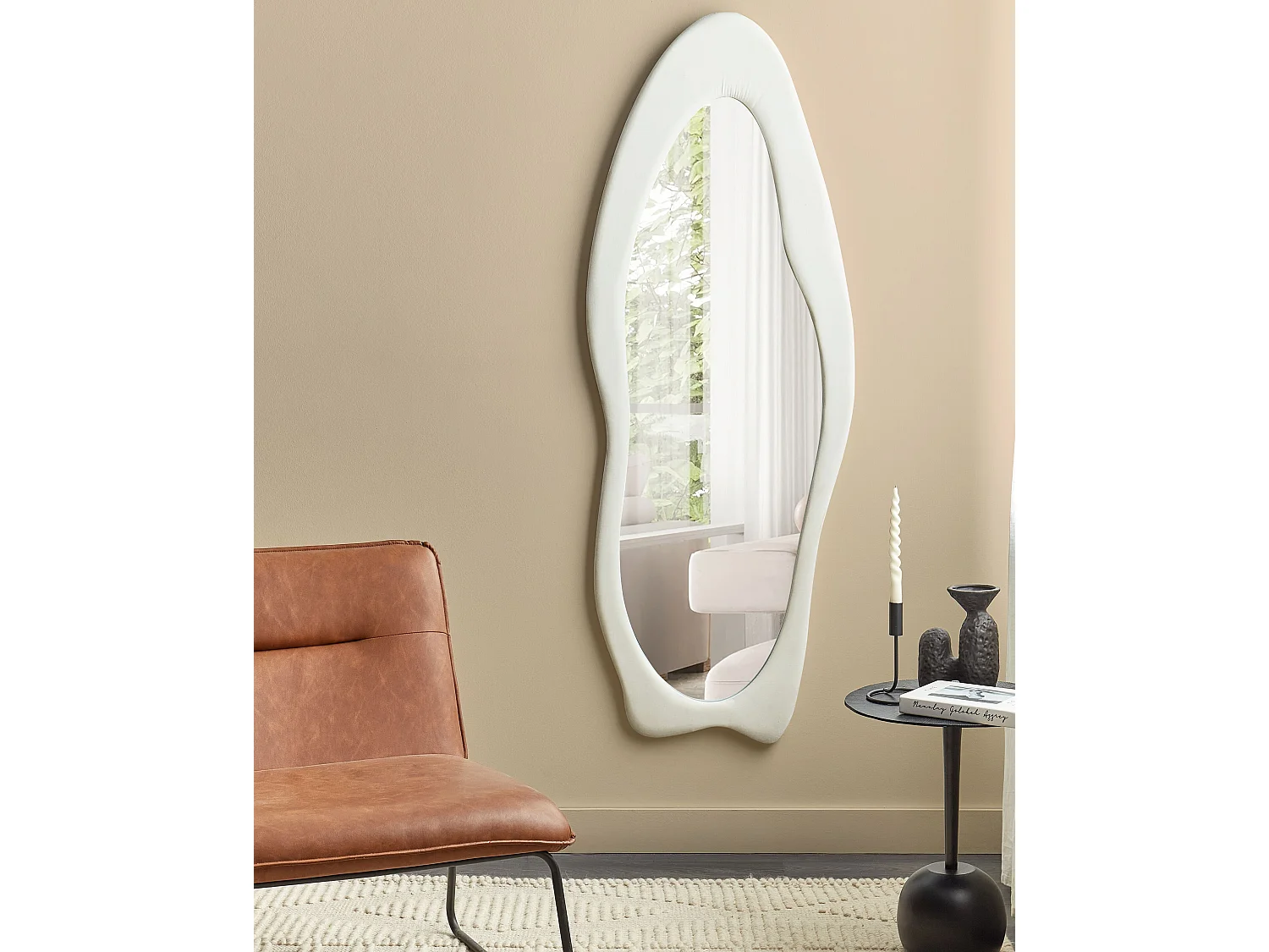Miroir REIGNY 57 cm 160 cm Velours Blanc