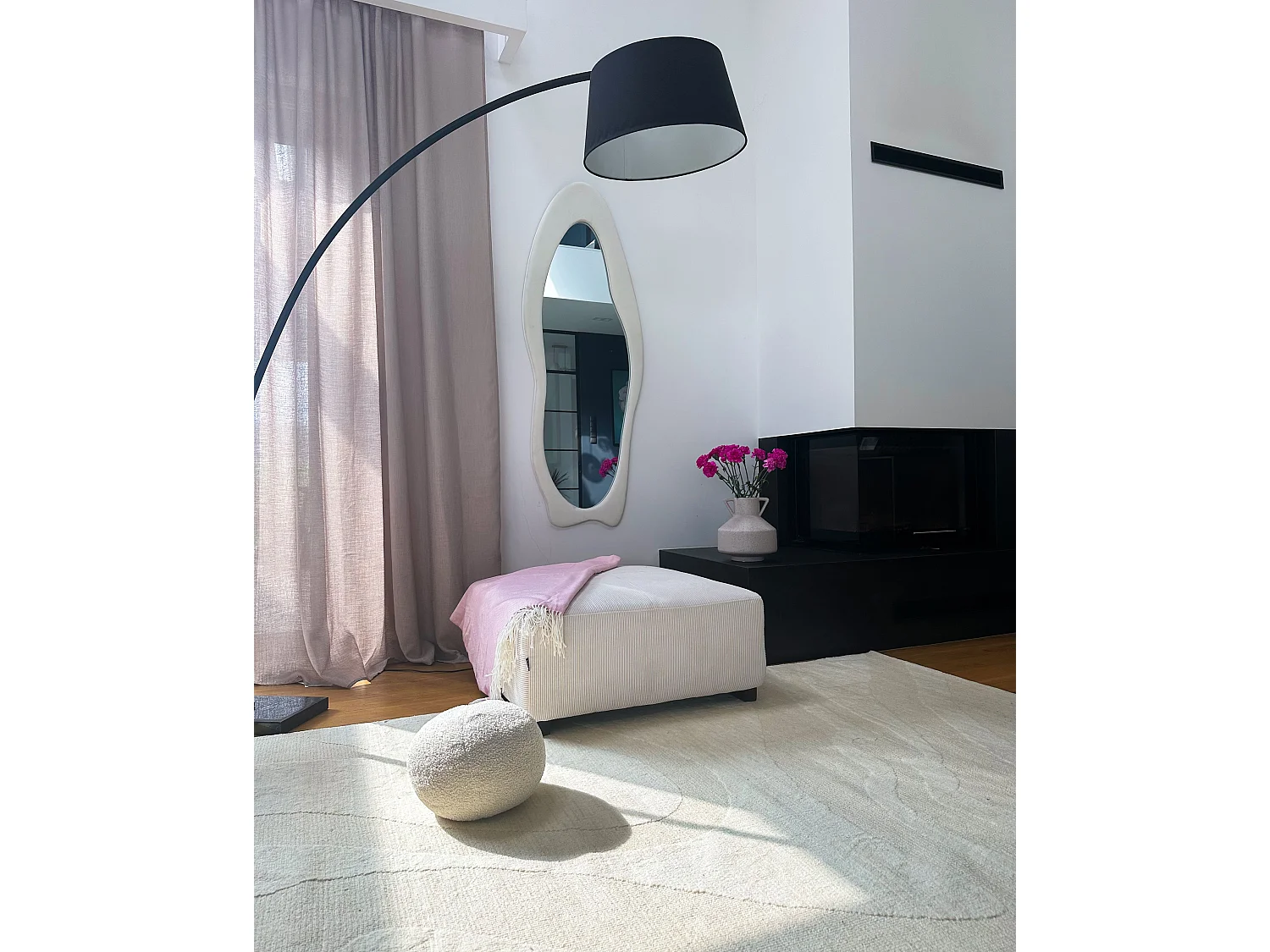 Miroir REIGNY 57 cm 160 cm Velours Blanc