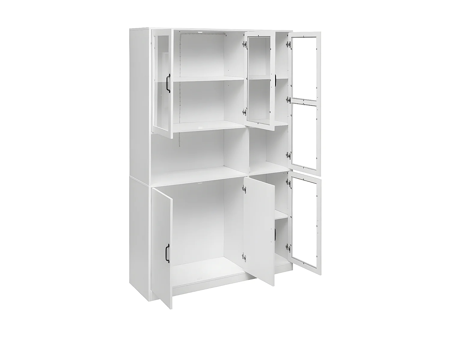 Vitrine mit LED-Beleuchtung – Regale mit 6 Türen – H 200 cm – Weiß