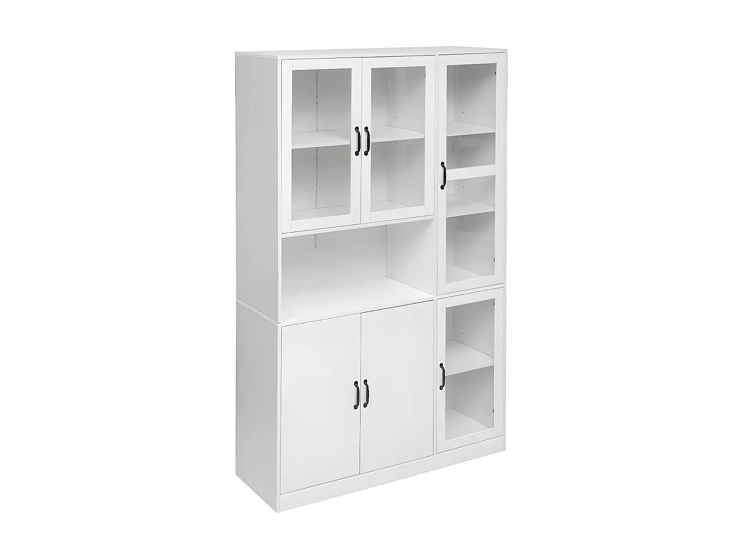 Vitrine avec éclairage LED - étagères avec 6 portes - H 200cm - Blanc