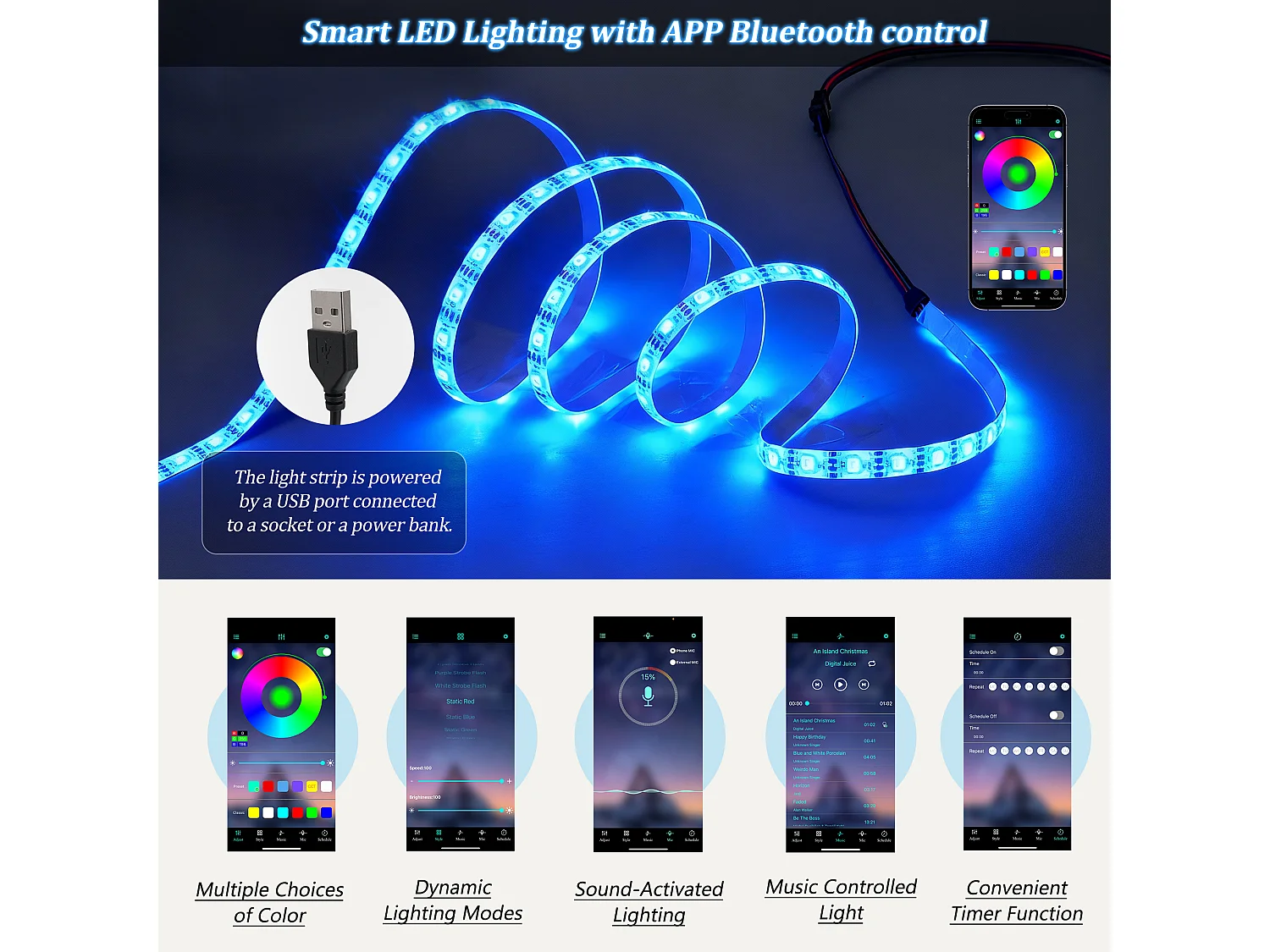 Aparador bajo con iluminación LED - 4 cajones y 2 puertas - Blanco