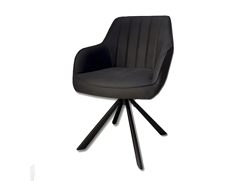 Chaise rotative Xara noir pieds métal noir